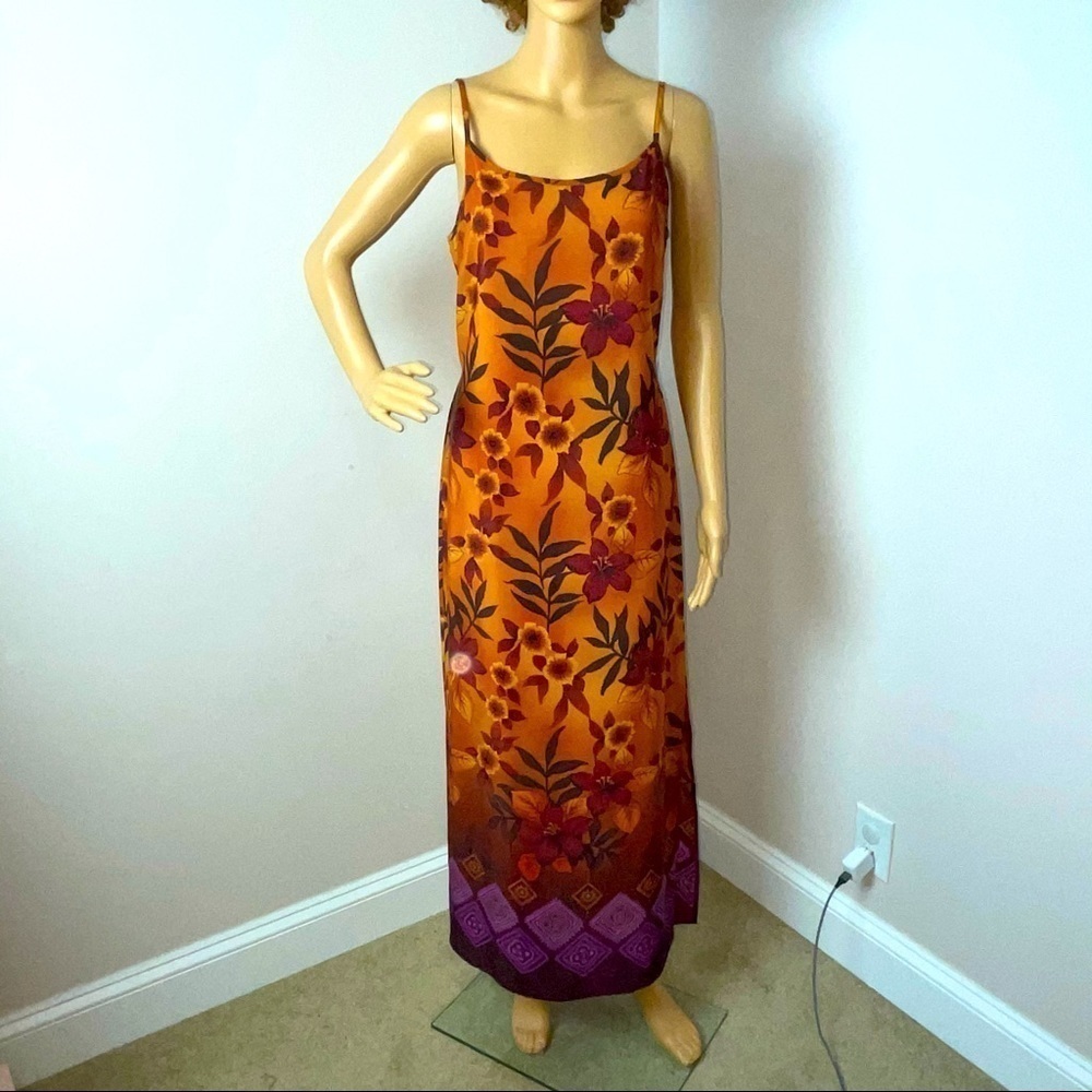 Vintage 80s Tropical Spaghetti Strap Dress – Size 7
